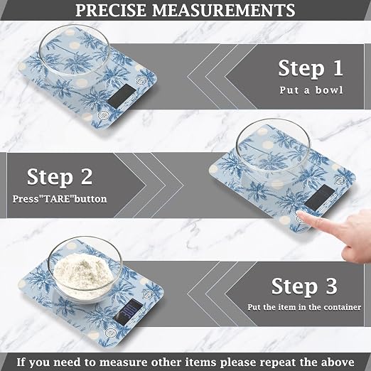 Food Scale Kitchen Scale Food Weight Scales Digital Weight Grams and Ounces Small Electronic Food Scale for Baking Cooking Light Blue Palm Trees and Sun