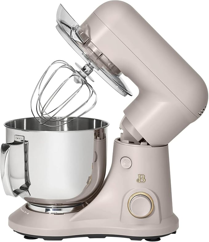 5.3 Qt Stand Mixer, 300W Electric Kitchen Mixer with 12 Speeds, Tilt Head Design, Stainless Steel Bowl, Dough Hook Whisk Beater Splash Guard (Porcini Taupe)