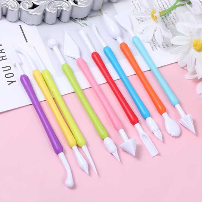 9PCS Double Head Air Clay Tools, Air Dry Clay Tools, Plastic Modeling Clays Tool for Pottery, Modelings, Sculpting, Cake Decoration