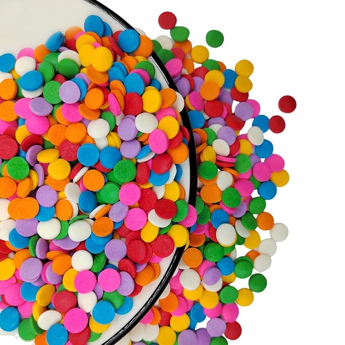 Homankit Rainbow Round Sprinkles, Edible Confetti Sprinkles for Celebration 8MM Round Sprinkles for Baking Cake Cupcake Ice Cream Cookie Decoration 2.82 Ounces