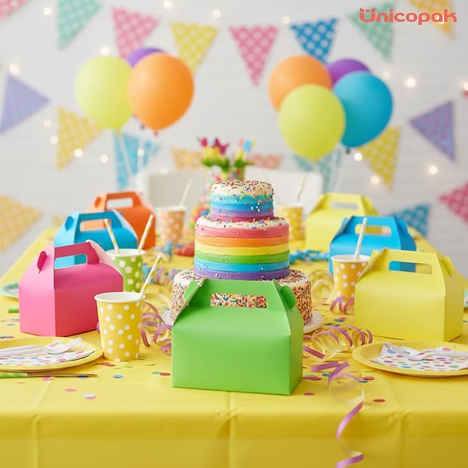 UnicoPak 30 Pack Green Party Favor Bag Boxes, Gable Gift Boxes for Candies Treats Goodies Cookies, Ideal for Green Party Favors, Themed Birthday Party, Valentine's Day, 6.5x3.5x3.5 Inches