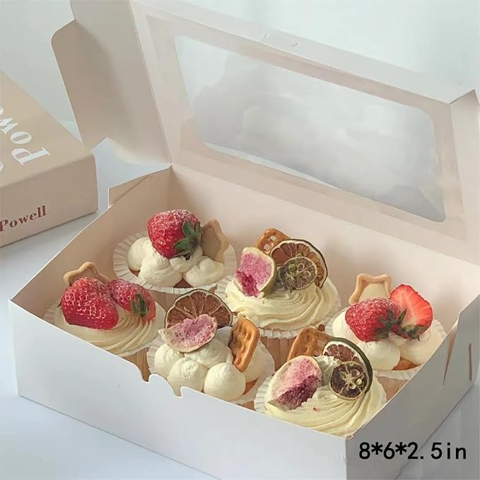 8x6x2.5In 30pcs White Cookie Boxes with Window, Pastry Boxes for Gift Giving, Treat Boxes for Donuts, Wedding Dessert, Valentine's Day, Women's Day, Mother's Day, and Holiday Gatherings.
