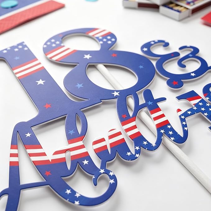 18th and Adultish Birthday Cake Toppers, Patriotic Cake Decoration for Boys and Girls Birthday Anniversary Party Decor Supplies