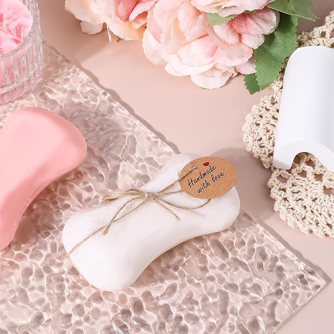 100Pcs Handmade with Love Tags Paper Hanging Tags with String 1.2” Round Brown Gift Labels with 66 ft String Personalized Handmade Tags for Crafts Candle Tins Wedding Birthday Party Favors