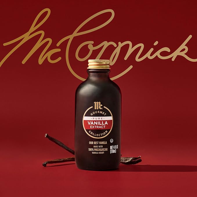McCormick Gourmet Collection Vanilla Extract, Pure, Our Best Herbs & Spices, Crafted in Small Batches with 100% Madagascar Vanilla Beans, Elevates Cookies, Pancakes, Waffles, Coffee, Sauces, Glazes, and More, 4 fl oz