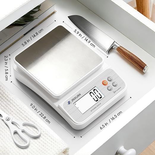 Large Kitchen Scale 5kg/11lbx0.1g Waterproof Digital Food Scale for Kitchen Rechargeable Food Weighing Scale Grams and Ounces with LCD Display USB Cord for Baking Cooking Weight Loss Meal Prep