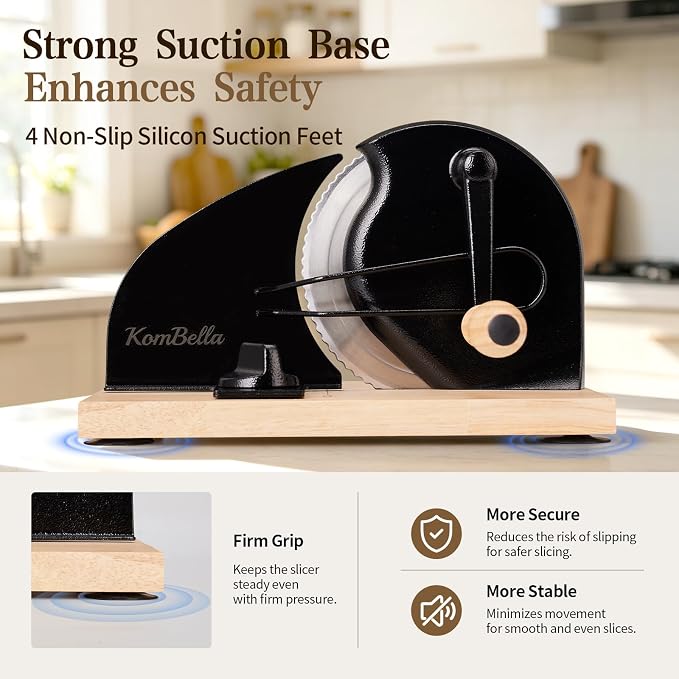 Sourdough Bread Slicer for Homemade Bread, Manual Hand Crank Bread Cutter with Adjustable Thickness for Even Slices (Black)