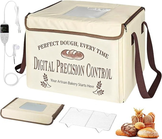 Bread Proofing Box, Folding Dough Proofing Warming Box with 50-113℉ Temp Control & 48h Timer, Proofer Oven with Metal Rack, Ideal for Sourdough, Bread Baking, Pizza, Yogurt, Kombucha, 5-Layer Fabric