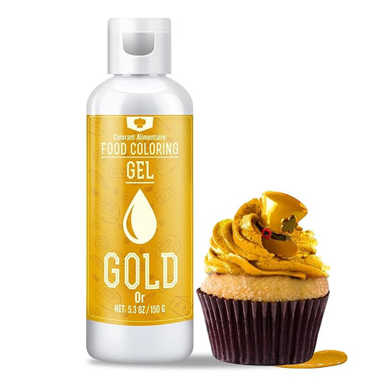 Gel Food Coloring - 5.3oz Vivid Food Coloring Gel for Baking, Cake Decorating, Icing, Cookie, Fondant and Macaron - Tasteless Food Color Dye for Frosting, Easter Egg, Soap Making and Crafts (Gold)