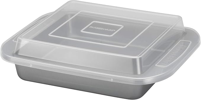 Farberware Nonstick Bakeware Baking Pan With Lid / Nonstick Cake Pan With Lid, Square - 9 Inch, Gray