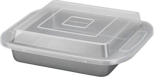 Farberware Nonstick Bakeware Baking Pan With Lid / Nonstick Cake Pan With Lid, Square - 9 Inch, Gray