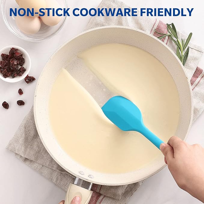 Wanbasion 5 Piece Premium Silicone Spatula Set Heat Resistant, Colorful Rubber Baking Spatula Set, Kitchen Spatula Set Dishwasher Safe for Nonstick Cookware Cooking Mixing Multicolor-2