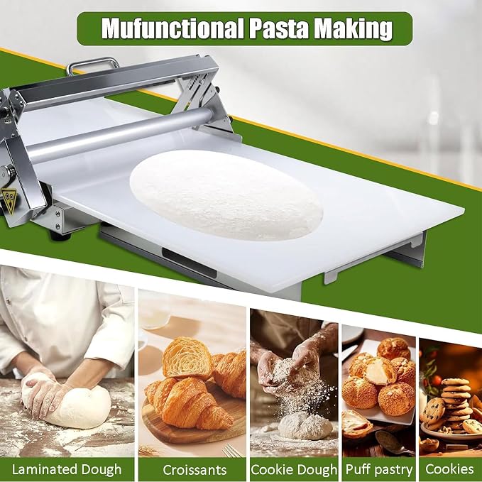 Dough Roller Dough sheeter Dough Sheeter, Foldable Manual Pastry and Fondant Sheeter, Adjustable Thickness 0-17.5mm/0-27mm for Commercial and Home Use, Ultra-Compact Design