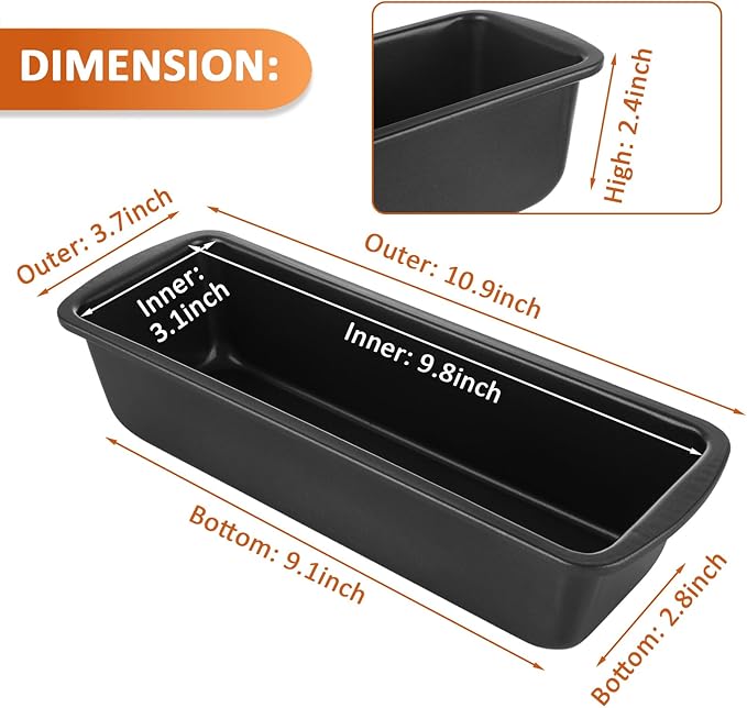 AKOLAFE 4 Pack Large Loaf Pans Nonstick Banana Bread Pan for Homemade Bread Baking Pan for Oven Metal Meatloaf Pans Sandwich Bread Loaf Pan for Baking Bread Tins for Baking Meat Loaf Cake (Inner 10x3)