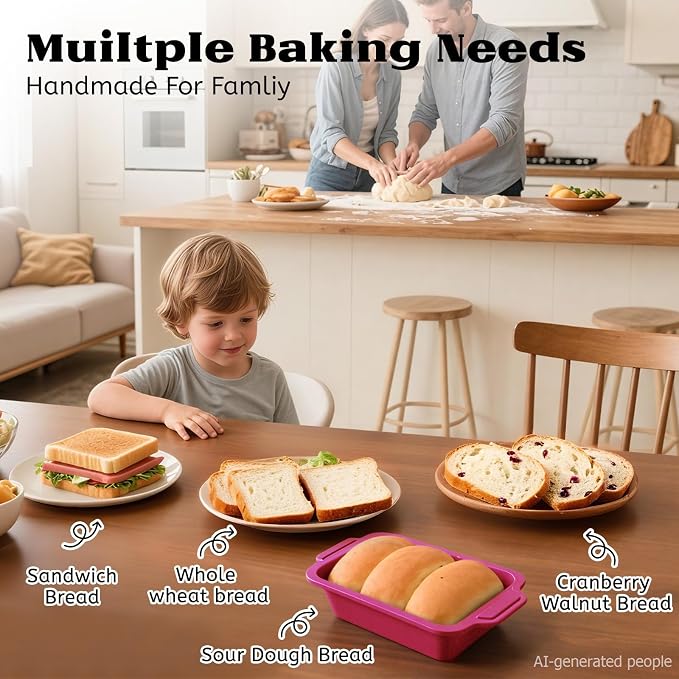 Bread Pans for Homemade Bread：9.5 x 5 Inch Silicone Loaf Pan for Baking with Metal Frame - Nonstick Banana Loaf Tin Tray for Sandwich Sourdough Pumpkin Sour Dough - for Oven Kitchen Home Bakers