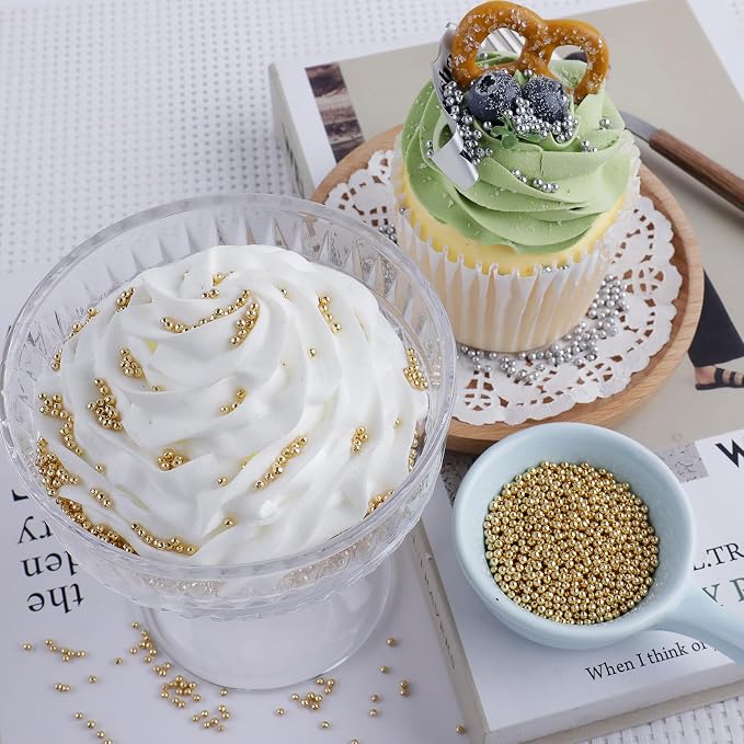 Nonpareils Sprinkles for Cake Decorating, 8oz 2mm Pearl Sprinkles Edible, Gold White Silver Black Sugar for Cookies Cake Cupcake Baking Toppings