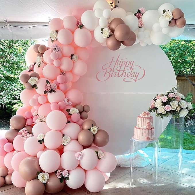 120pcs Light Pink Balloon Arch Kit, 18 12 10 5 inch Pastel Pink Latex Balloons Different Sizes Baby Pink Balloon Garland for Bridal Baby Shower Gender Reveal Birthday Party Decorations
