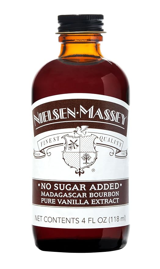 Nielsen-Massey No Sugar Added Madagascar Bourbon Pure Vanilla Extract for Baking and Cooking, 4 Ounce Bottle