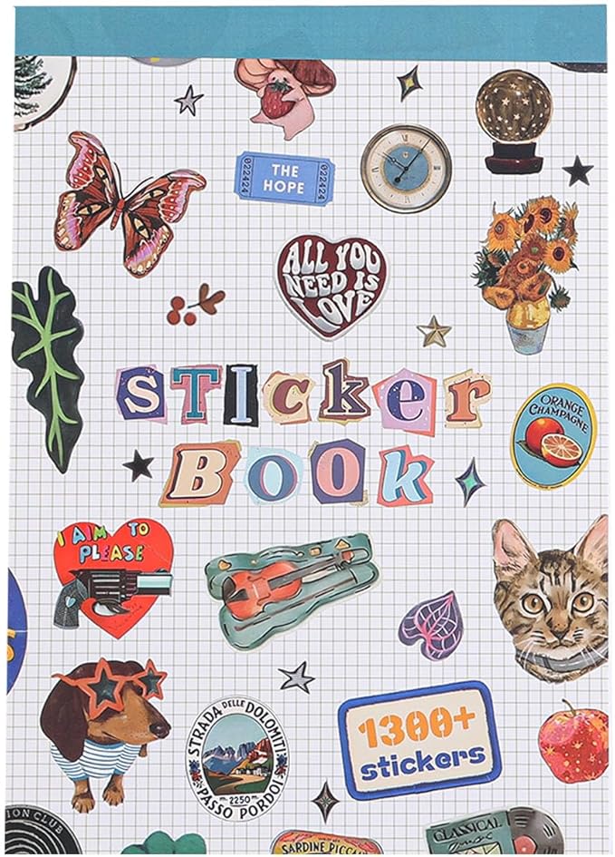Girl's Korean Sticker Book, Food and Daily Life Theme - 1300+ Cute Dream Style Foodie Stickers, for DIY Scrapbooking Journaling Handbook Decoration Blue