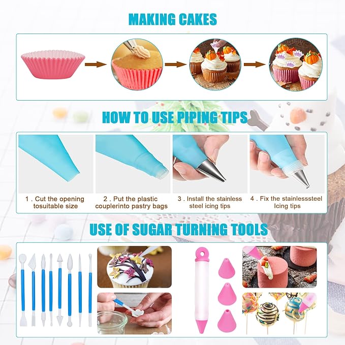 Cake Pop Maker Kit 618Pcs with 5 Silicone Mold Sets - 3 Tier Display Stand, Chocolate Candy Melting Pot, Piping Tips and Coupler, Measuring Cup, Muffin Cupcakes, Lollipop Sticks, Valentine Easter Gift