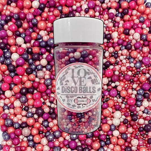 Confect Love Pink & Purple Disco Ball Sprinkles – Edible Metallic Sugar Pearls for Cake & Cupcake Decorating | Decorative Sprinkles Mix for Birthday, Baby Shower & Party Desserts | Vegan, Gluten-Free, Nut-Free, Soy-Free, Dairy-Free, Palm Oil-Free- 4.2 Oz