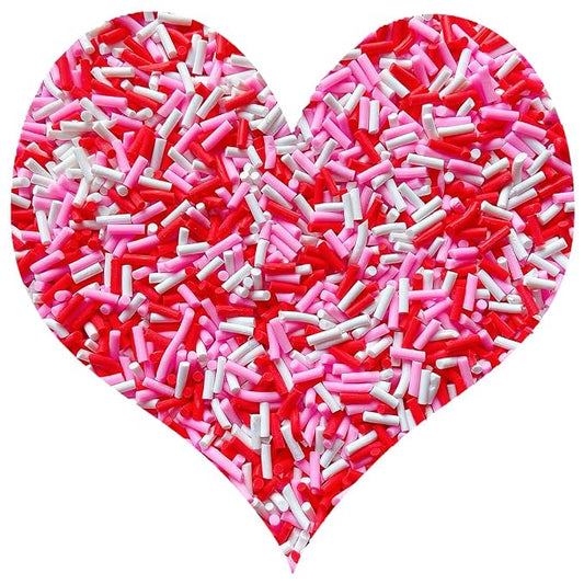 EHOPE 50g Fake Sprinkles Resin Sprinkles Fake Candy Sprinkles Clay Sprinkles Polymer Sprinkles Polymer Clay Slices for Nail Art DIY Crafts Cake Phone Case(Red Pink Sugar granules-17A)