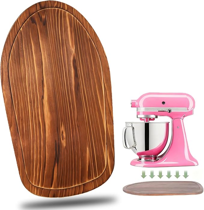 Mixer Slider Compatible with KitchenAid 4.5-5 Qt Tilt-Head Stand Mixer, Pine Wood Appliance Sliding Mat Accessories for Kitchen Aid, Countertop Moving Tray Attachments Fits for KitchenAid Artisan