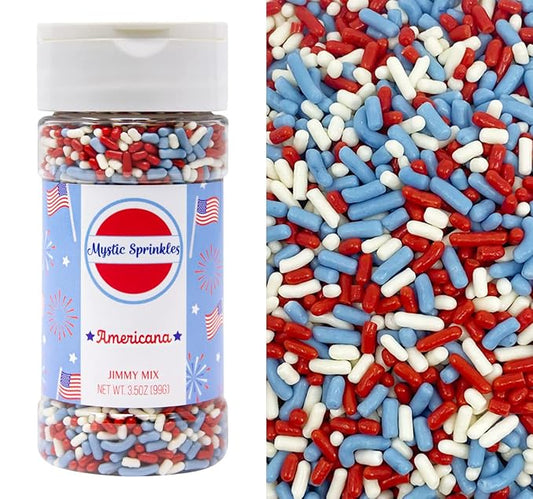 Mystic Sprinkles Fourth of July Sprinkles Mixes (Americana Jimmy Mix 3.5oz)