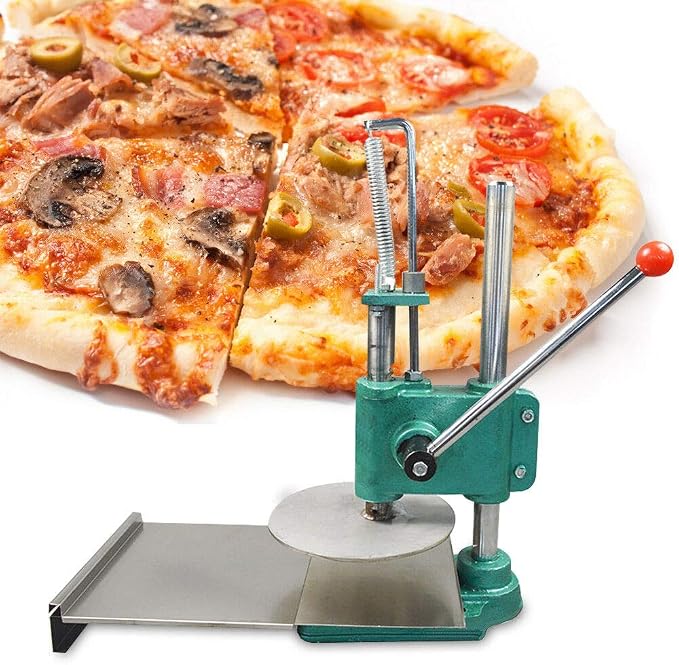 Pizza Pastry Press Machine Stainless Steel Manual Dough Press Machine Dough Press Roller Sheeter for Making Pizza Pastry Metal Plate Diameter 240mm/9.5inch (US STOCK)