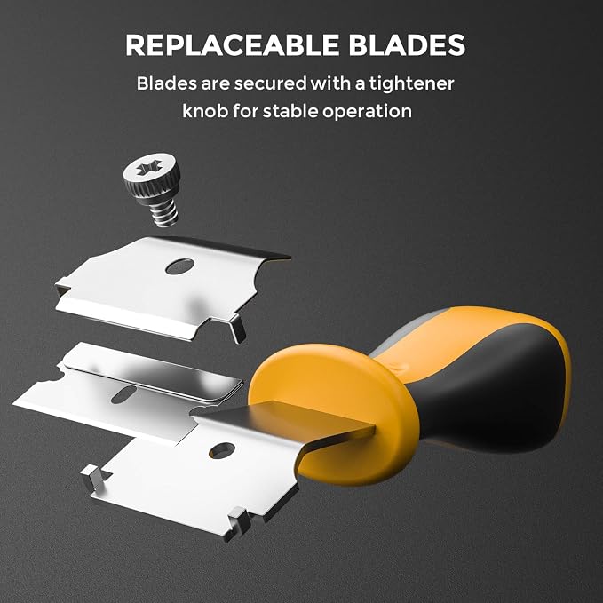 Nicpro 2 PCS Muti-Purpose Razor Blades Scraper Set With 20 Blades Industrial, Adjustable Handle, Cleaning Glass Window Wall Paint, Label Sticker Decal Removal
