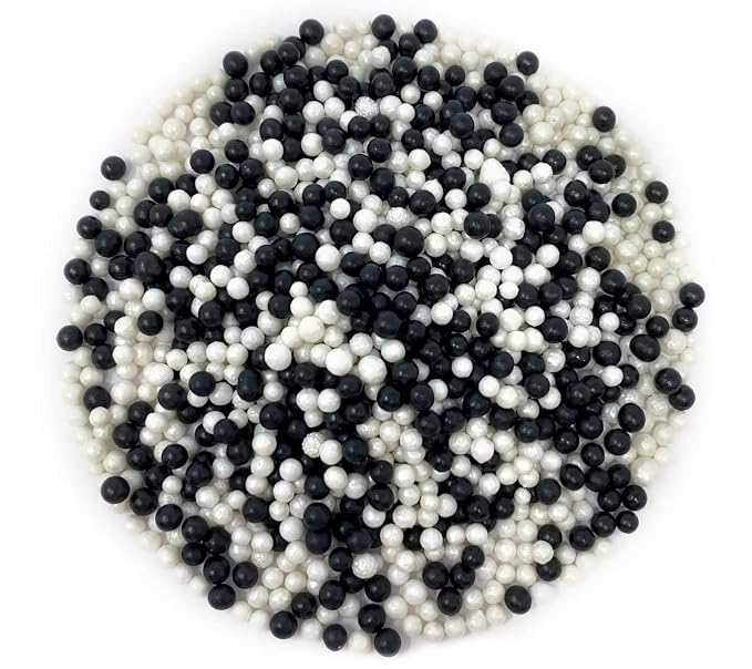 Mystic Sprinkles 4mm Sugar Pearls 4oz Bottles (Tuxedo Mix 4mm Sugar Pearls 4.2oz)