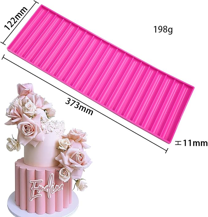 Silicone Texture Cake Wave Border Decor Embossing Mold, Sugarcraft Pastry Fondant Clay Mould Impression Embossed Mat Wedding Cake Decorating Tool DIY (Column)