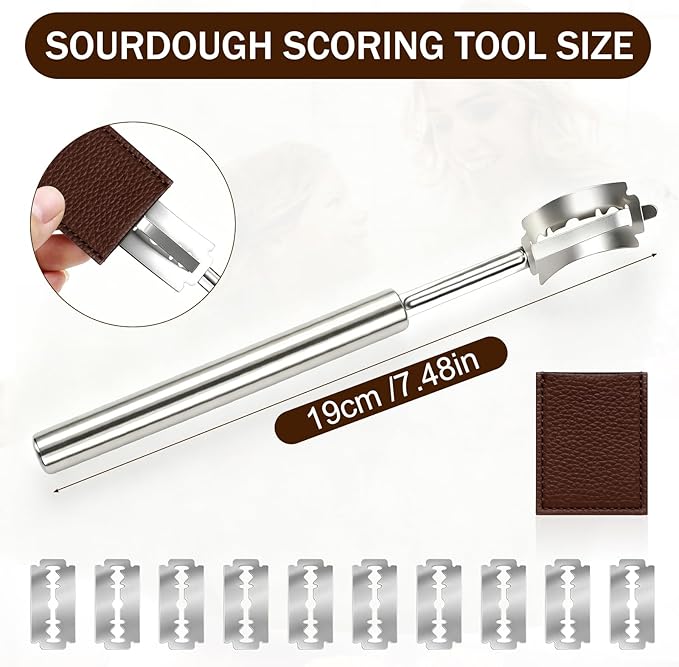 Bread Lame Sourdough Scoring Tool，304 Stainless Steel Bread Scoring Tool, Lame Bread Tool for Sourdough Bread,Sourdough Scorer Tool - Includes 10 Bread Razor Blades