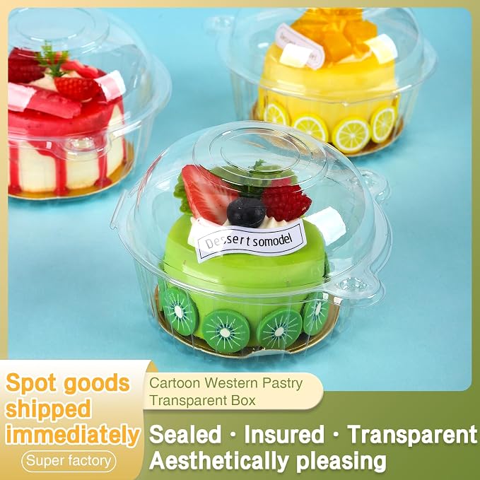 Hewnda 100 Pack Plastic Single Individual Cupcake Muffin Dome Holders Cases Boxes Cups Pods,Great for parties or cake,muffin sales
