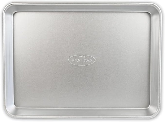 USA Pan Bakeware Traditional Aluminized Steel Uncoated Quarter Sheet Baking Sheet Pan, Made without nonstick coating