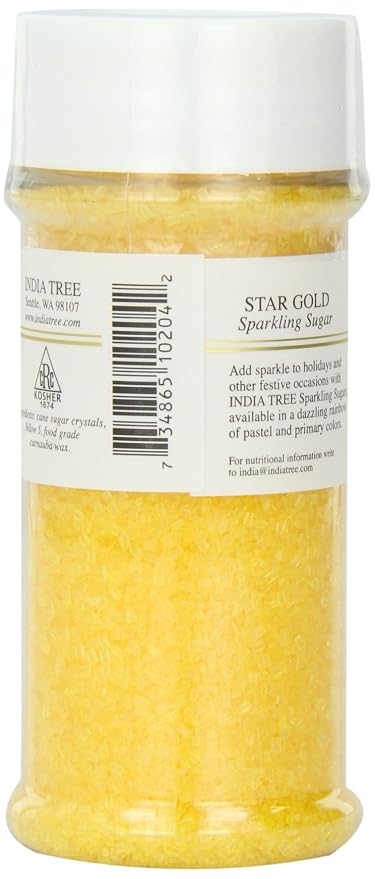 India Tree Gold Sparkling Sugar, 7.5 oz | Vibrant Decorating Sugar for Cakes, Cookies & Holiday Desserts
