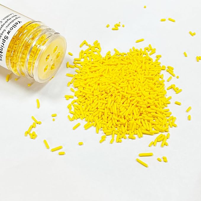 Homipooty Yellow Soft Jimmies Sprinkles Edible Candy Jimmies Sprinkles for Cake Decorating 78g/2.75oz Cookie Cupcake Topper Ice Cream