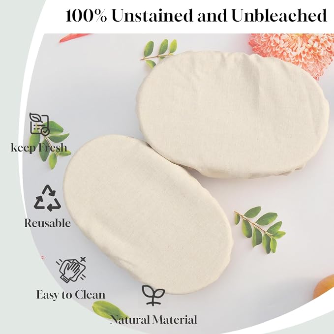 2 Pack Oval Organic Linen Bowl Covers, Bread Proofing Cover,10 IN Elastic Sourdough Bowl Covers, 100% Natural Organic Linen,Unbleached,Perfect for Bread Banneton Proofing Basket (2 Pack - 10in-Oval)