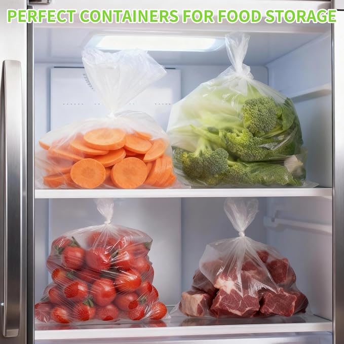 Food Storage Bags，10" X 14" Clear Plastic Produce Bags Roll for Food, Bread, Vegetables, Fruits, Refrigerator Storage, Kitchen, 400 Bags/Roll(1 Roll)