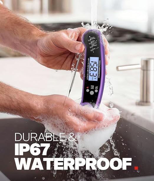 Meat Thermometer, Digital Instant Read Food Thermometer for Grilling, BBQ, Air Fryer, Smoker, Candy, Kitchen Gadgets, BBQ Essentials, Gift for Dad, Men, Women, Purple