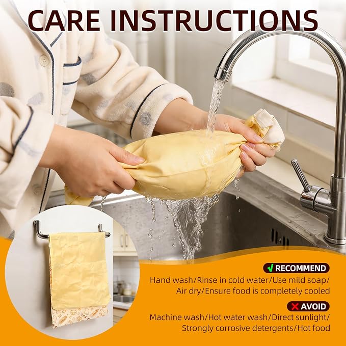 2 Pack Beeswax Bread Bags for Sourdough Homemade Bread, Reusable Organic Cotton Lining with Natural Beeswax, XL Bread Storage Bags, Keep Fresh 13×17 Inches, Sourdough Bread Bags Homesteading Essential