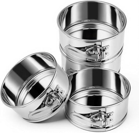 Funnymoom 4 Pack 4 Inch Mini Springform Pan Set, Small Stainless Steel Cheesecake Pan with Removable Bottom Leakproof Nonstick Round Baking Mold for Mini Cheesecakes Pie Pizzas and Quiches Cake
