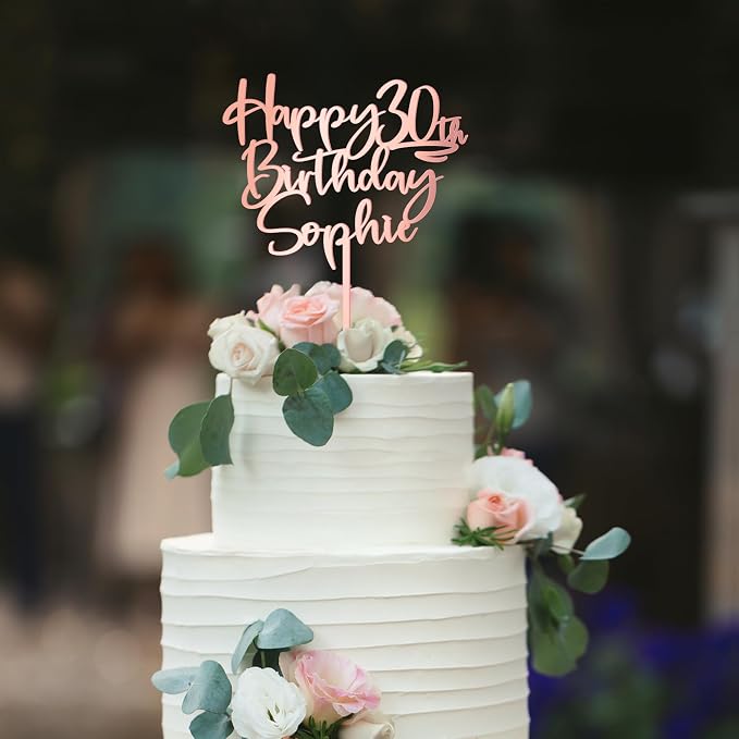 Customized Cake Topper Personalized Text Acrylic Cake Decoration for Birthdays Weddings, Baptisms, or any Occasion (Attena)