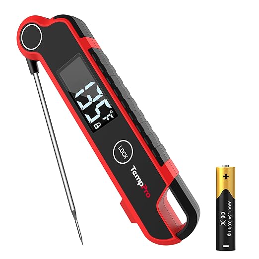 TempPro TP620 0.5 SEC Thermocouple Meat Thermometer Digtial, Instant Read Cooking Thermometer with Auto-Rotating Backlit LCD, IP65 Waterproof, Grill BBQ Kitchen Candy Deep Fry (Previously ThermoPro)