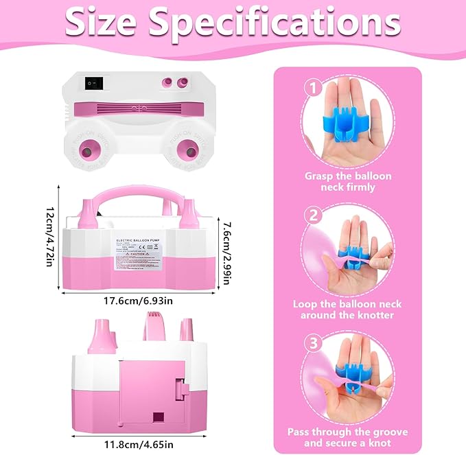 Balloon Pump Electric Party Decorations - Electric Balloon Pump for Balloon Arch Kit, Portable Dual Nozzle Balloon Inflator