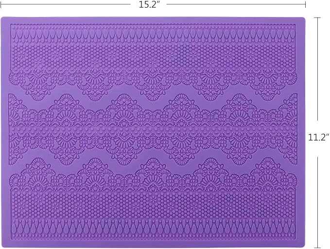 Beasea Fondant Lace Mold, Silicone Lace Mould for Cake Decorating Molds Silicone Shapes Border Decoration, Fondant Impression Mat Purple for Chocolate Sugar Sugarcraft Candy Cupcake Baking Embossing
