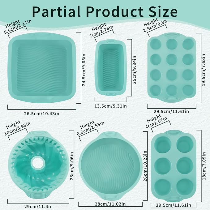 32 Pieces Silicone Baking Pans Set, Nonstick Bakeware Set for Kitchen Oven, Silicone Cake Molds, Round/Square Cake Pan, Baking Sheet, Loaf Pan, Donut Muffin Pans