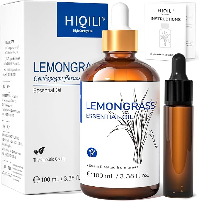 HIQILI Essential Oil - Lemongrass - 3.38 Fl. Oz