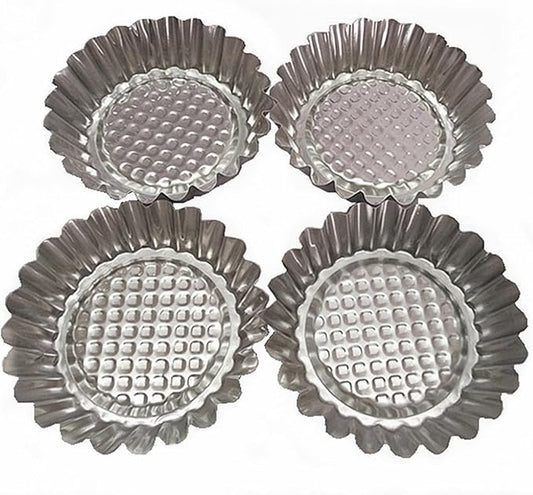 MYStar Set of 20, 3-3/4" Fluted Design Round Shape Non-stick Aluminum Tart Mold, Mini Pie Tin, Tartlet Pan