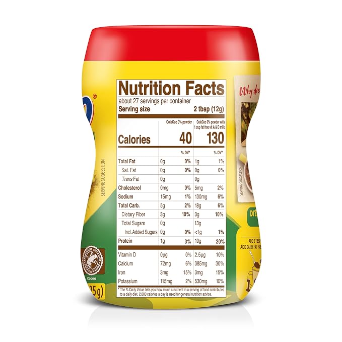 ColaCao 0% Added Sugars Cocoa Powder Mix – Natural Cocoa Drink Mix, 11.5 oz (325 g), Approx. 27 Servings, Hot or Cold Beverage